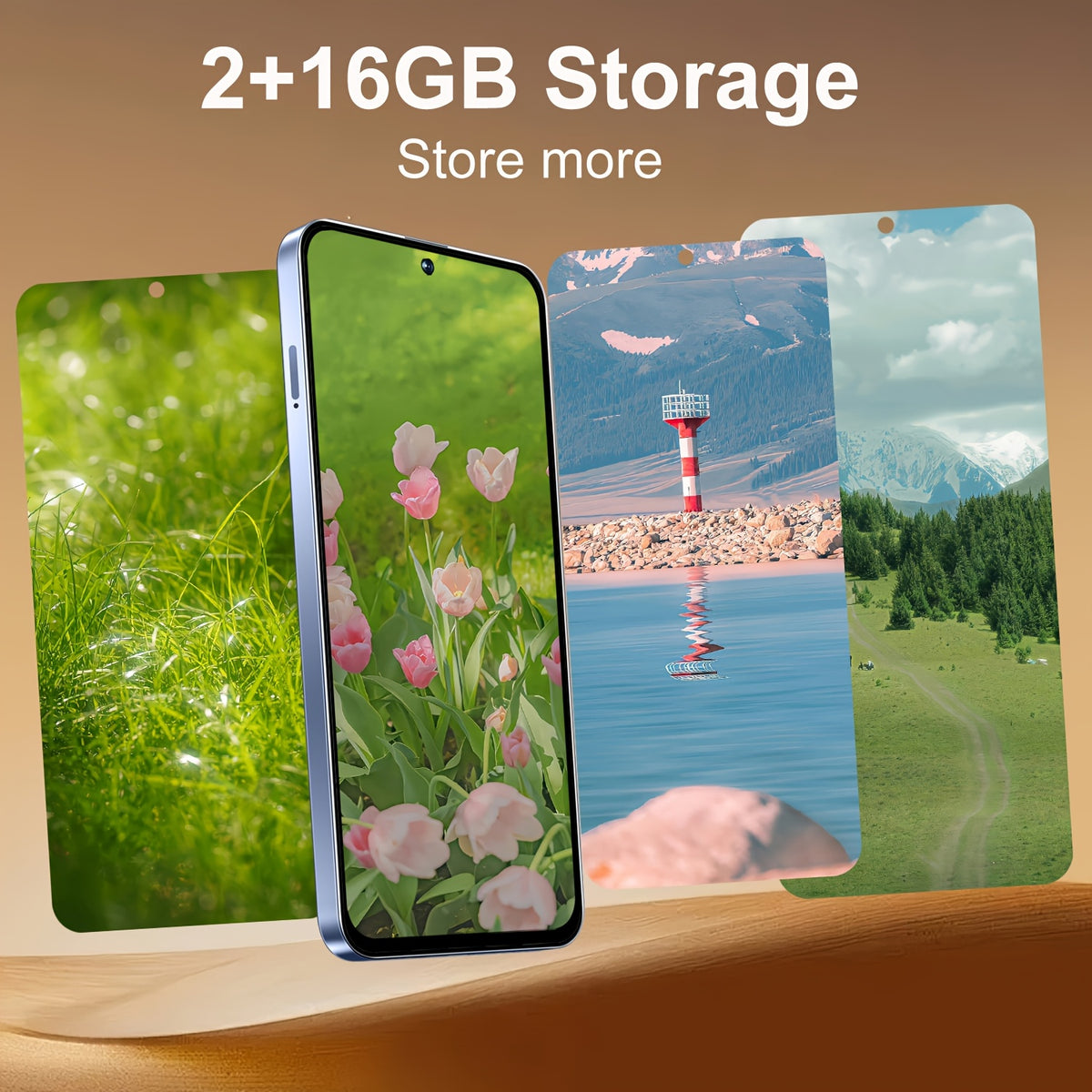 6.56-inch high touch screen, 2GB RAM+16GB ROM dual SIM card, 3000mAh battery, Type-C USB 2MP+16MP high-definition front and rear cameras