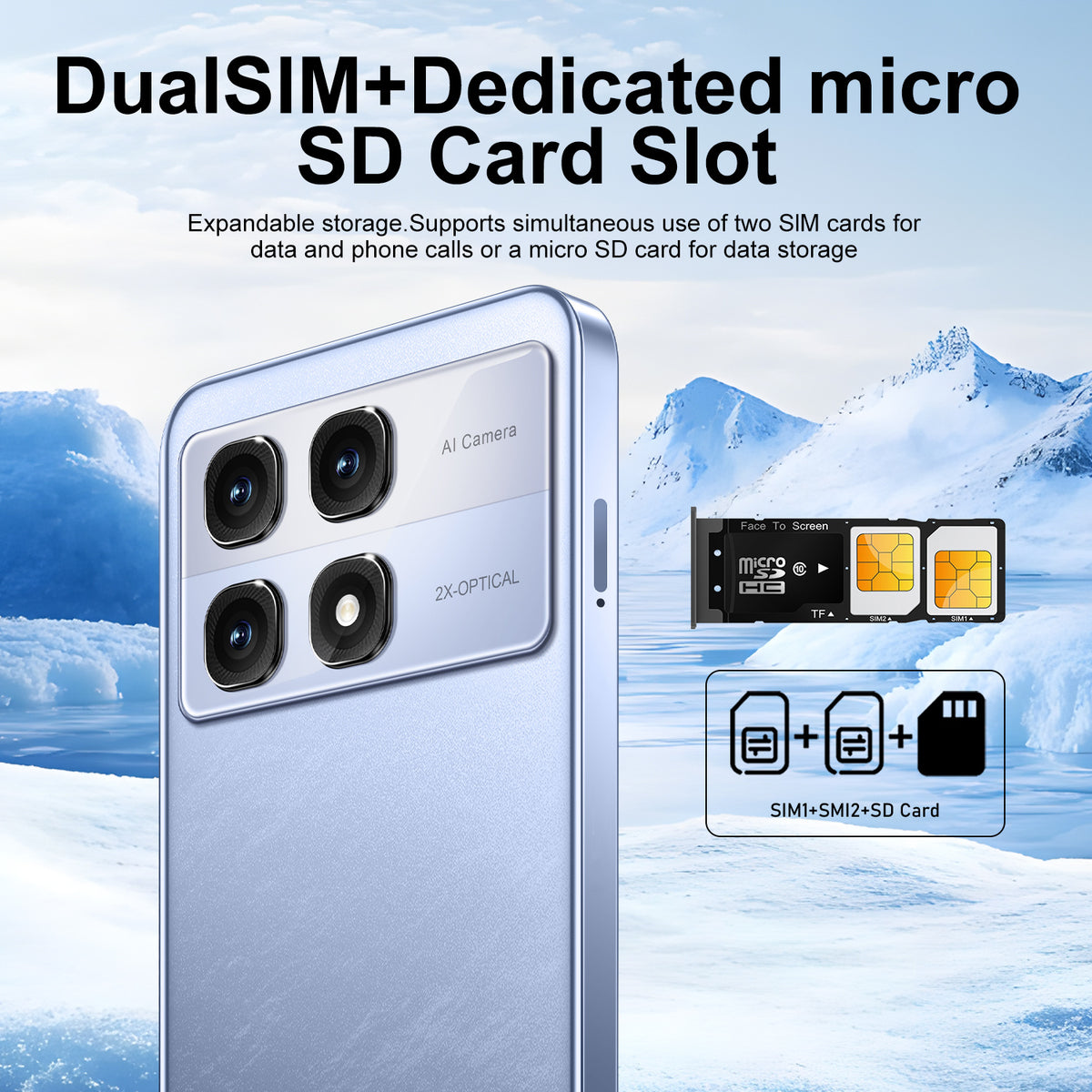 Smartphone with Dual SIM Dual Standby, 3G, 2GB of RAM, 16GB of Storage, a Large 6.5-Inch Touchscreen, 2MP And 5MP Cameras, Android 8.1