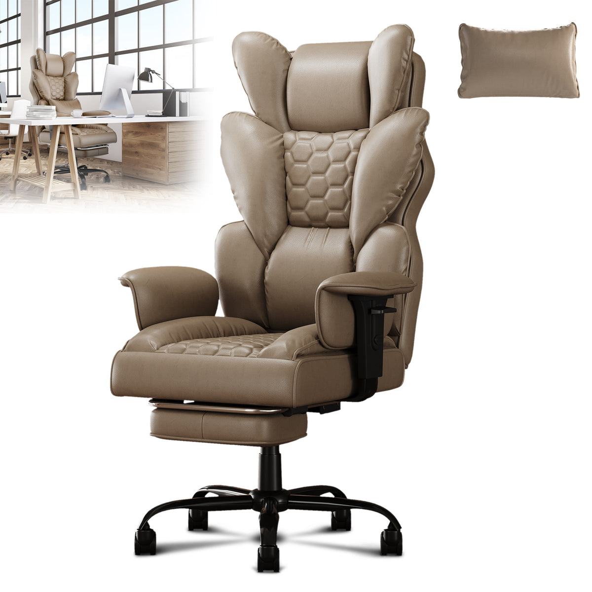 Executive Office Chair with Footrest – Ergonomic Comfort for Work & Gaming