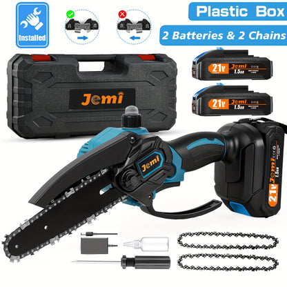 Mini Cordless Chainsaw for Pruning 2x5000 mAh, 6 Inch 880W Wood Cutting