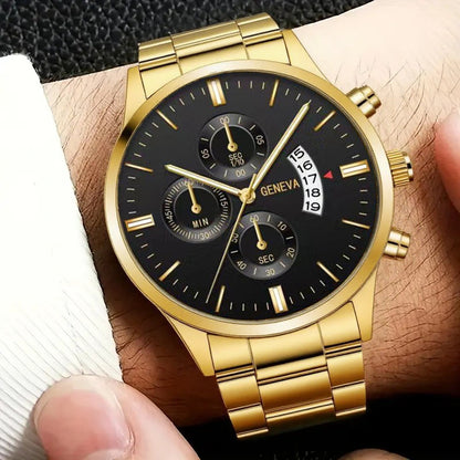 5pcs Men's Luxury Watch Set -5 Multifunctional Timed Quartz Watches with Chronograph