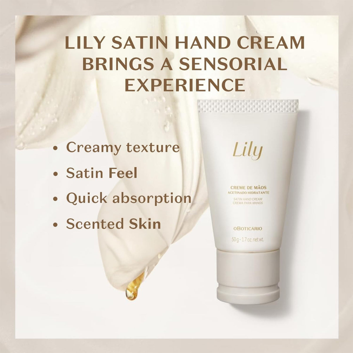 Lily Satin Hand Cream Oboticario