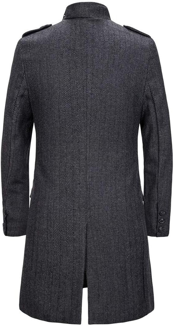 Cappotto lungo da uomo caldo e invernale, con bottoni, in tweed classico