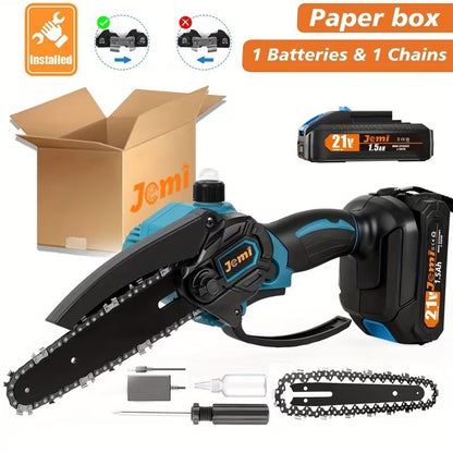 Mini Motosega a Batteria per Potatura 2x5000 mAh, 6 Pollici 880W  Taglio Legno