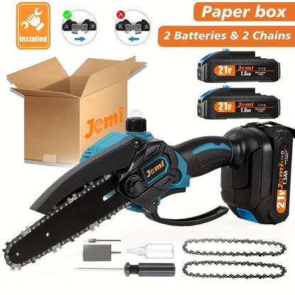 Mini Motosega a Batteria per Potatura 2x5000 mAh, 6 Pollici 880W  Taglio Legno