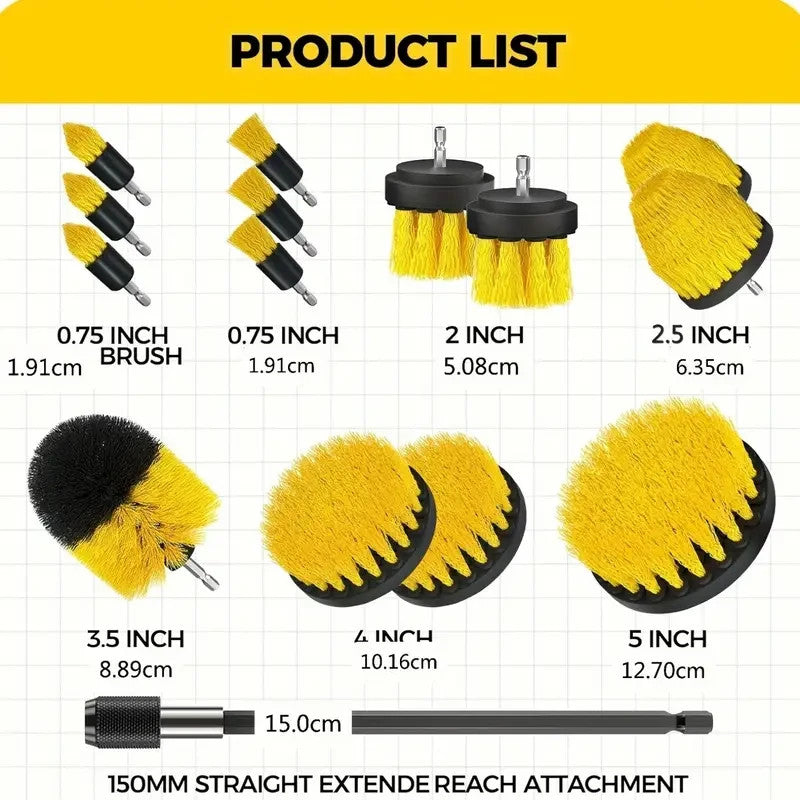 Set di 8 accessori per spazzole da trapano spazzola elettrica con attacco lungo