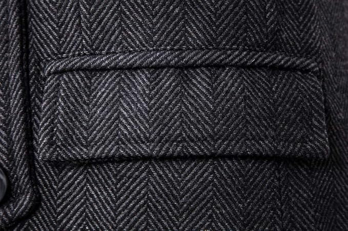 Cappotto lungo da uomo caldo e invernale, con bottoni, in tweed classico