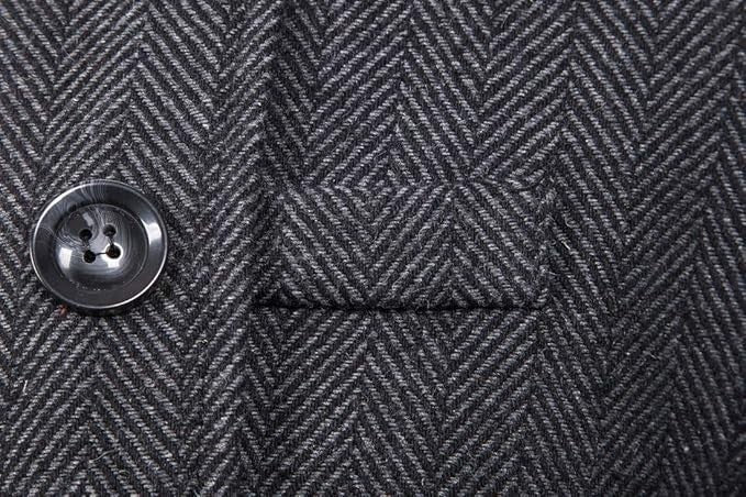 Cappotto lungo da uomo caldo e invernale, con bottoni, in tweed classico