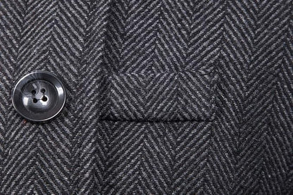 Cappotto lungo da uomo caldo e invernale, con bottoni, in tweed classico