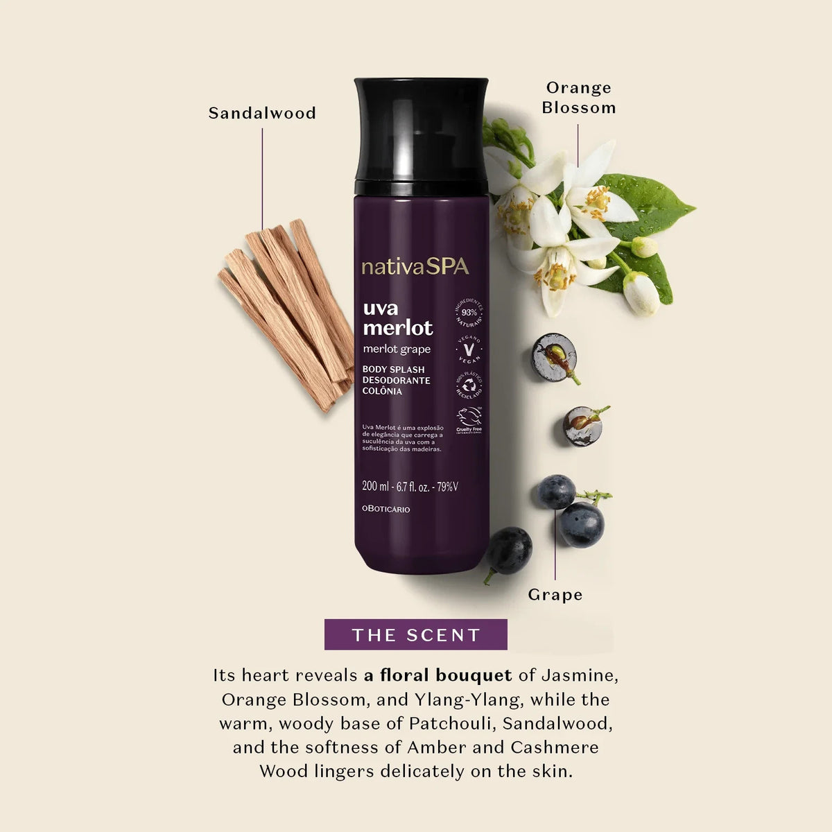Nativa SPA Merlot Grape Body Splash Oboticario