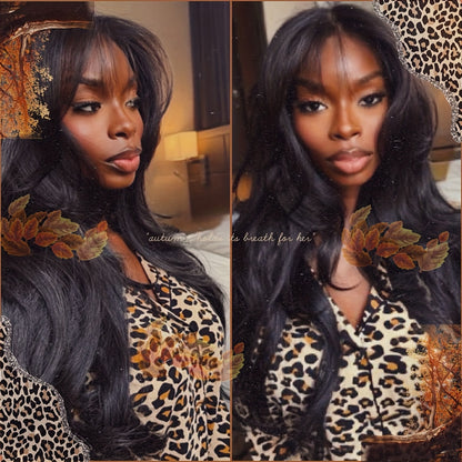 200% Density Brazilian Human Hair Wig Glueless Scalp Top Wig with Natural 1B Color - Body Wavy Long True Length Wig for Women, Machine-Made Full Hair No Lace Front Wigs Suitable for Skin Tones