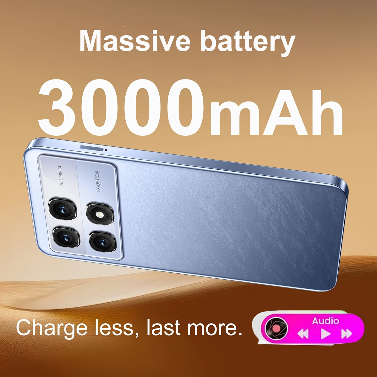 6.56-inch high touch screen, 2GB RAM+16GB ROM dual SIM card, 3000mAh battery, Type-C USB 2MP+16MP high-definition front and rear cameras