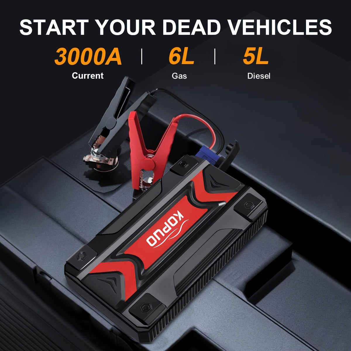 KOPUO 4000A Avviatore Portatile per Auto Strumento Professionale Batteria 12V