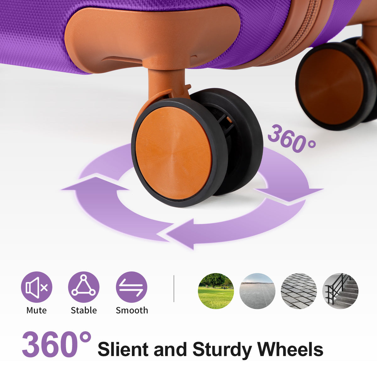 3/4/5pcs Dark Purple and Brown Hardside Luggage Set | Expandable Design with Spinner Wheels, Lightweight ABS+PC Luggage (12/16/20/24/28 Inch)