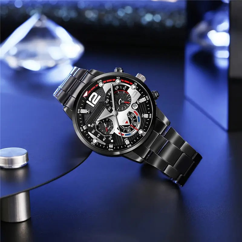 5pcs Men's Luxury Watch Set -5 Multifunctional Timed Quartz Watches with Chronograph