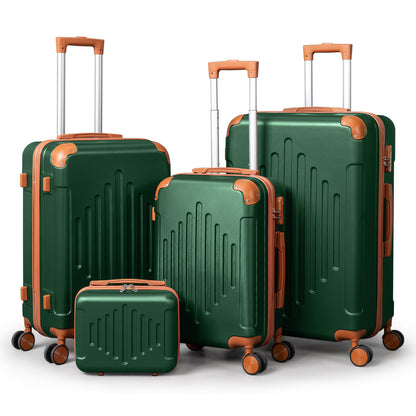 3/4/5pcs Dark Purple and Brown Hardside Luggage Set | Expandable Design with Spinner Wheels, Lightweight ABS+PC Luggage (12/16/20/24/28 Inch)