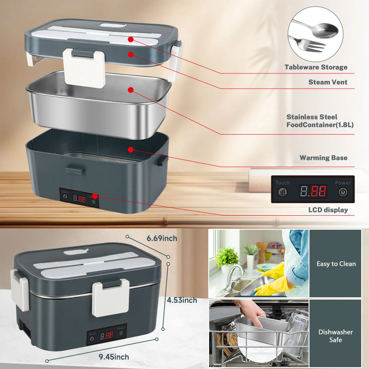 Scaldavivande Elettrico Portatile 80W 1.8L - Auto e Casa Dual Use. TK