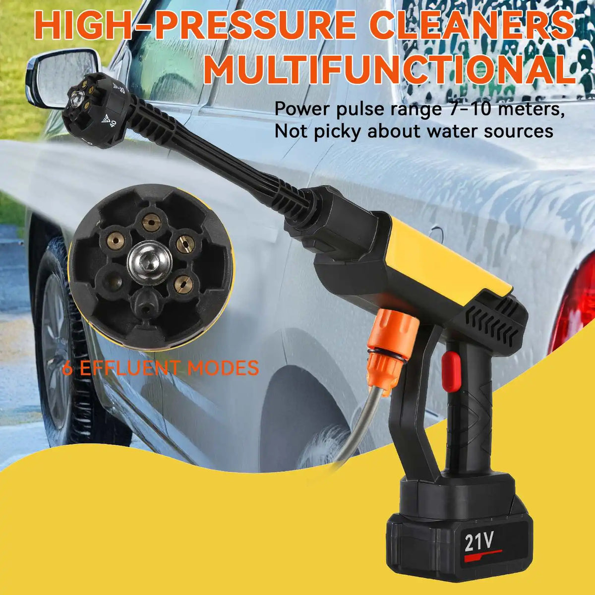 500W 70Bar  Electric High Pressure Washer Car Wash Water Gun Garden Irrigation Tools for  18V Battery