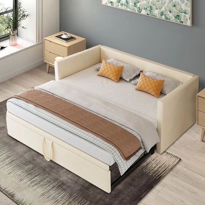 Modern Velvet Convertible Sofa Bed 2-in-1 with Expandable Slatted Frame – 90/180x200cm Living Room Sofa Bed