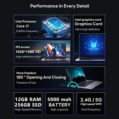2026 Windows 11 Laptop Intel Core I7 9850H/7500U Computer 12GB RAM 1TB 2TB SSD 14.1" Laptops Ultra Slim Notebook PC Business Study Office