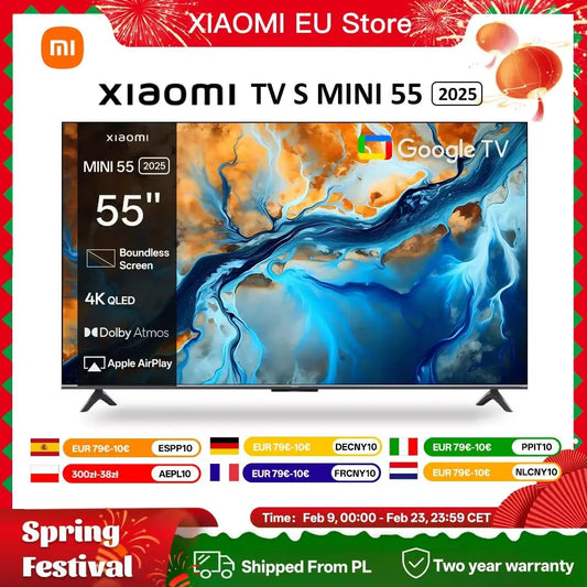 XIAOMI S MINI 55" QD-Mini LED 144Hz 4K UHD Smart TV Dolby Vision® IQ Dolby Atmos® Google TV L55MA-SPLEU