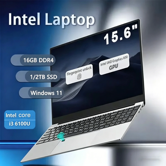 Laptop 15,6" Intel Core i3-6100U – 16GB RAM, SSD 256GB/1TB/2TB, Windows 11, Display IPS Full HD, Tastiera Retroilluminata