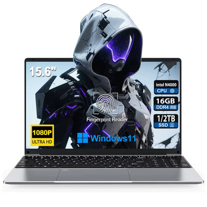 2025 New 15.6"  Windows 11 Laptop Computer Intel Celeron N4000 Fingerprint Unlock Computer 16GB DDR4 1/2TB SSD Notebook Laptops