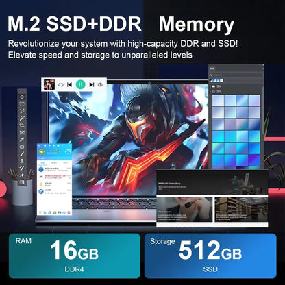 2025 New 15.6"  Windows 11 Laptop Computer Intel Celeron N4000 Fingerprint Unlock Computer 16GB DDR4 1/2TB SSD Notebook Laptops