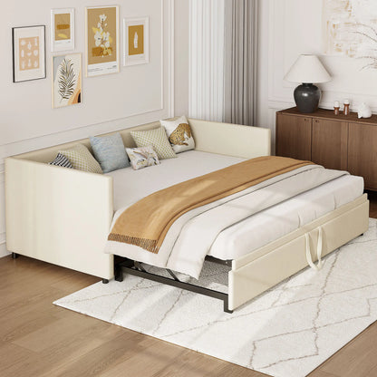 Modern Velvet Convertible Sofa Bed 2-in-1 with Expandable Slatted Frame – 90/180x200cm Living Room Sofa Bed