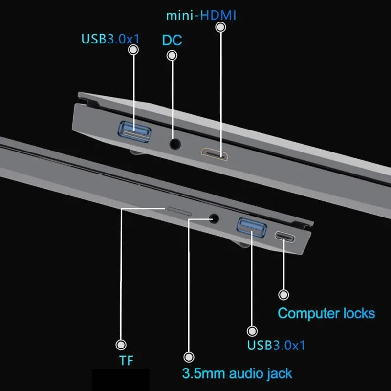 Laptop portatile da 15,6" con retroilluminazione Windows 11 processore Intel Core i7 6500U impronta digitale ideale per Ufficio, Lavoro e videogiochi.