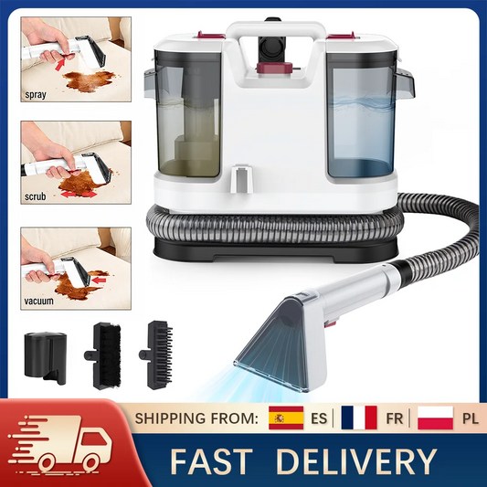 Aspiratore Lava Tappeti Portatile 500W ELOOLE – Pulitore Professionale per Tappeti, Divani, Auto e Tessuti con Aspirazione 12KPa, Doppio Serbatoio e 3 Spazzole
