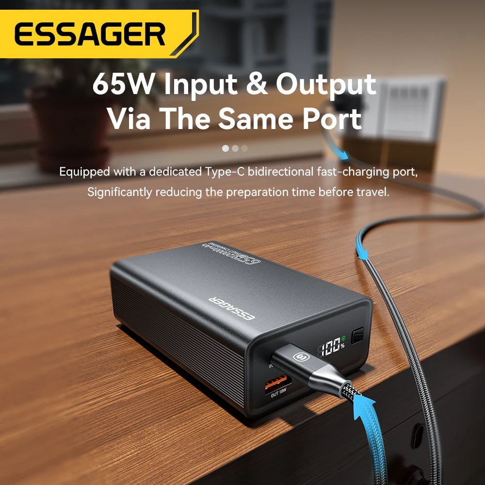 Essager - Power Bank Portatile 20000mAh 65W Fast Charge PD (Per Laptop e Smartphone)