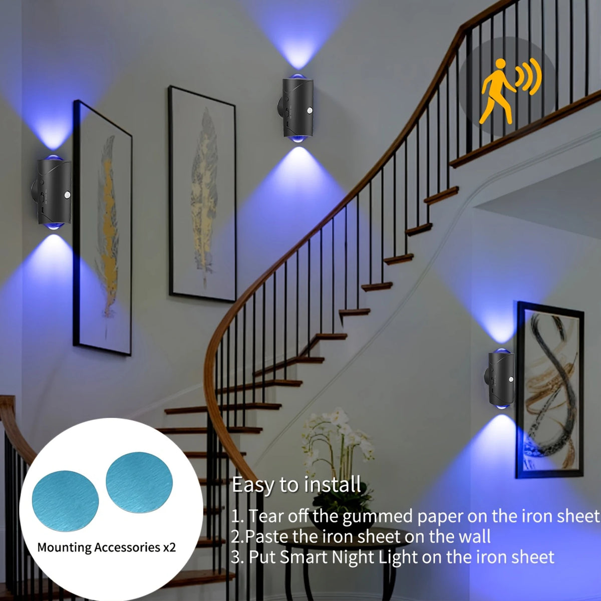 Magnetic Motion Sensor Smart Light, LED Rechargeable Wal