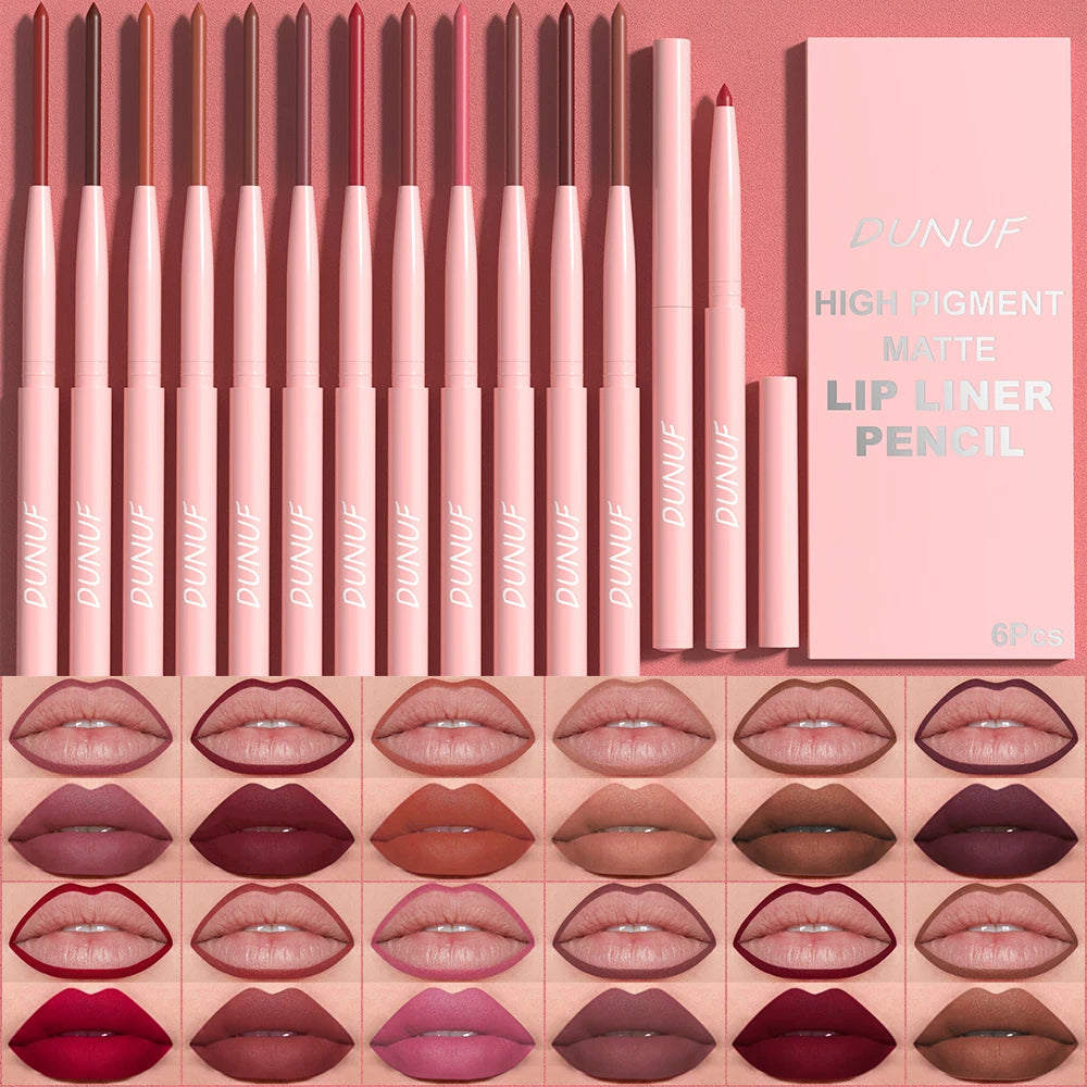 6pcs Lip Liner Pen Set Long-Lasting, Waterproof Sweatproof,