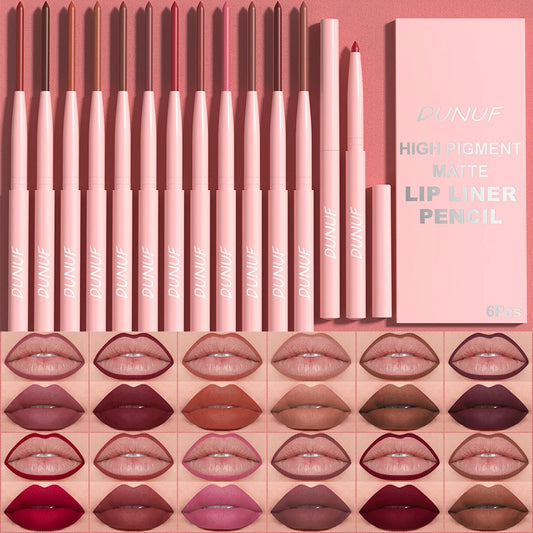 6pcs Lip Liner Pen Set Long-Lasting, Waterproof Sweatproof,