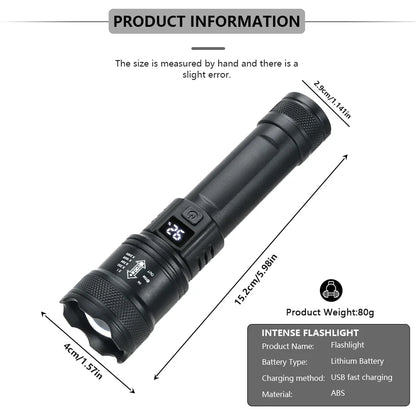 ZHIYU Torcia Tattica Laser LED Alta Potenza 2000LM - Ricaricabile TYPE-C. TK