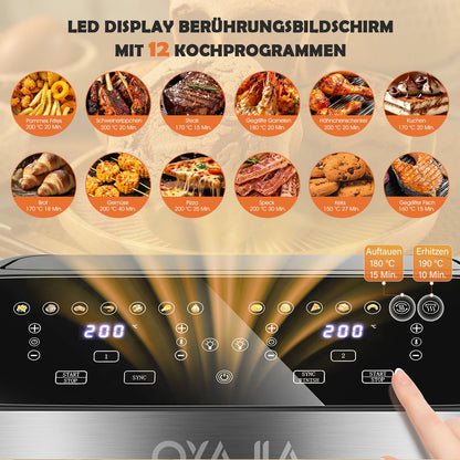 Air Fryer 10 L With Removable Divider, Viewing Window, Digital