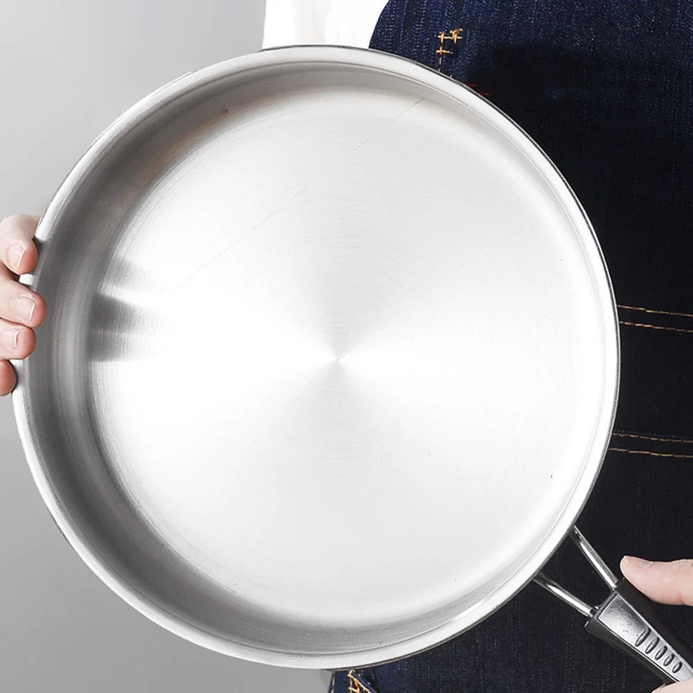 2/3pcs set Stainless Steel Cookware Set Flat Bottom Frying Pan Soup Pot Milk Pot Kit Induction Cooker Cooking Pan for Home Kitch