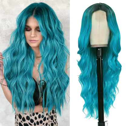Synthetic Long Lace Ombre Blonde Wavy Wig for Women 26