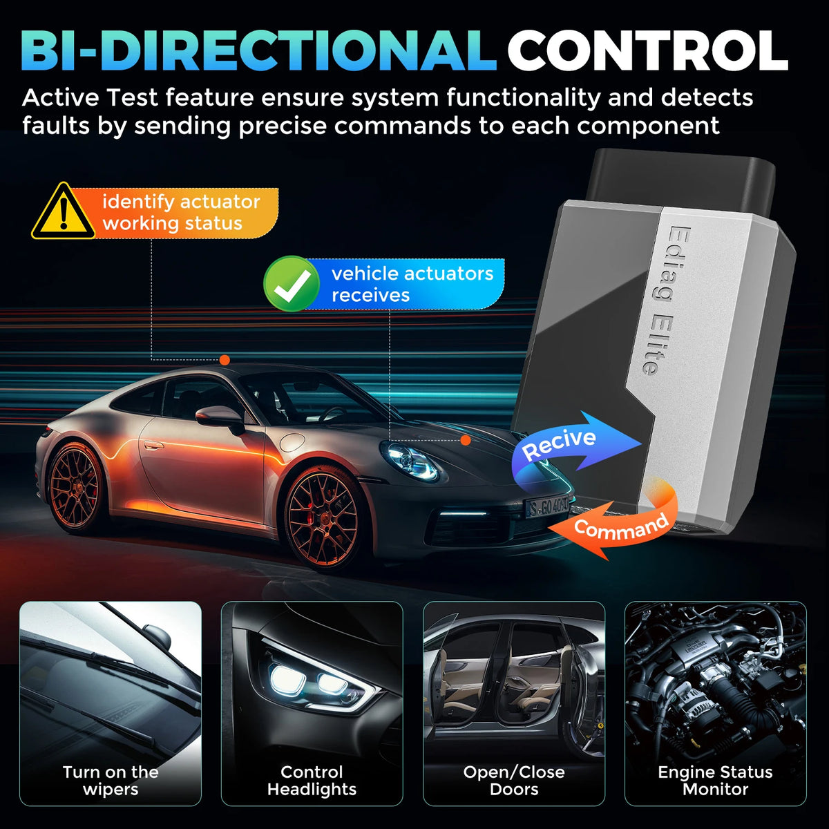 ELITE All System OBD2 Scanner Car Diagnostic Tools 15 Reset