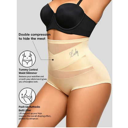 Slip Modellante a Vita Alta in Mesh Traspirante con Contenimento a Incrocio