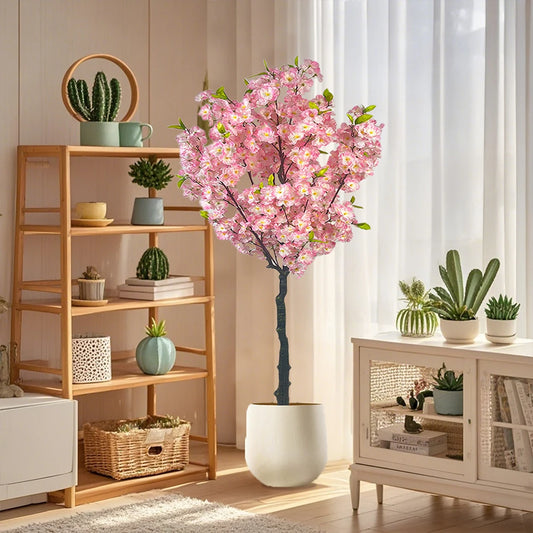 Albero di Ciliegio Artificiale 150 cm con Vaso – Faux Cherry Blossom Tree Realistico in Seta per Arredamento Casa, Ufficio, Eventi e Matrimoni