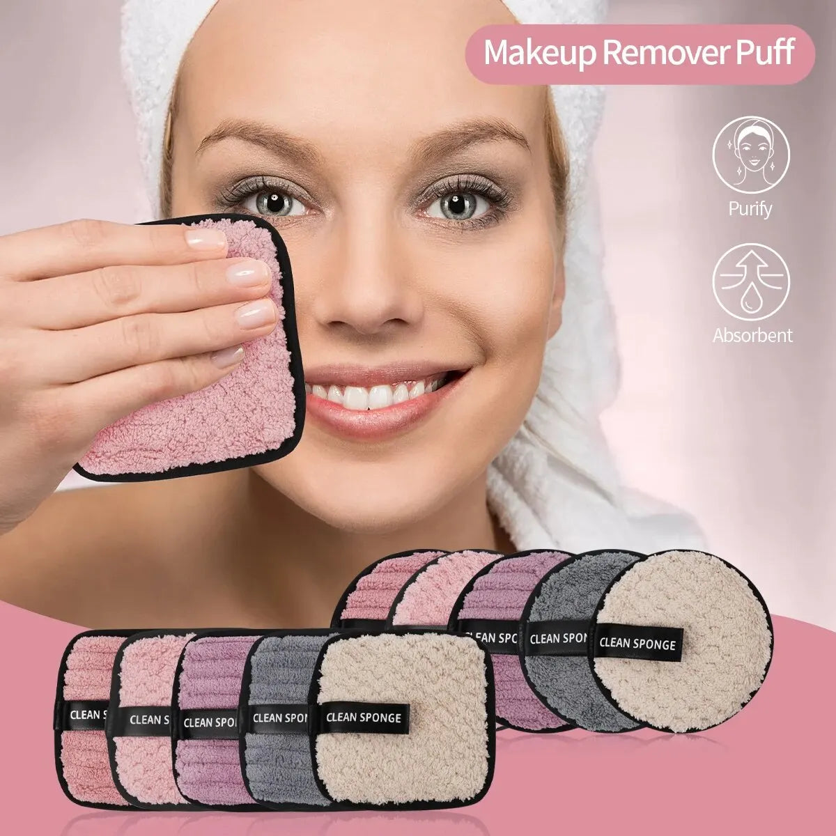 MAANGE 10pcs Makeup Remover Microfiber Cotton Pad Cosmetics