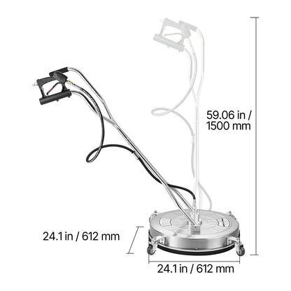 SucceBuy Pressure Washer Surface Cleaner PE/Stainless Steel Pressure Washer Attachments with 4 Wheels for Concrete Patio Deck