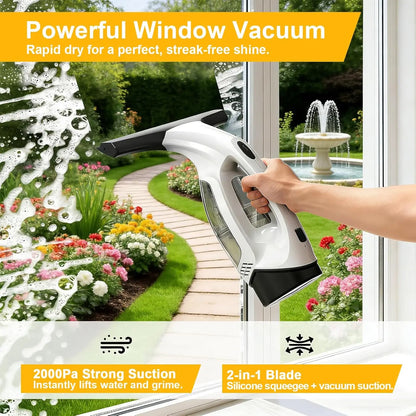 Cordless Window Cleaner Vac – Aspiragocce Elettrico Ricaricabile con Spray, Panno in Microfibra e Tergivetro