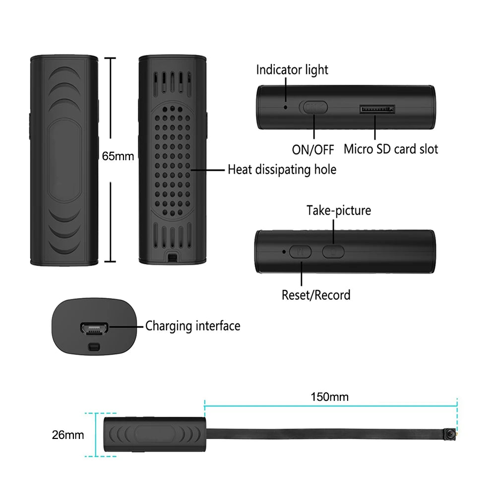Mini Telecamera WiFi 1080P – Rilevamento Movimento, Visione Remota, 120°, Microfono, MicroSD fino a 128GB