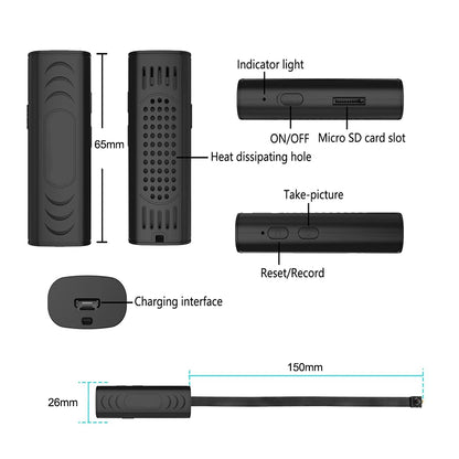 Mini Telecamera WiFi 1080P – Rilevamento Movimento, Visione Remota, 120°, Microfono, MicroSD fino a 128GB