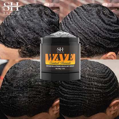 100g Waves Control Pomade Set 360 Wavy Hair Oil With Brush