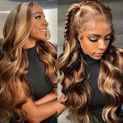 13x4 13x6 HD Lace Front Wigs 220% Density P4.27 Highlight Body Wave Human Hair Wigs 36 Inch Pre Plucked Brazilian Human wigs