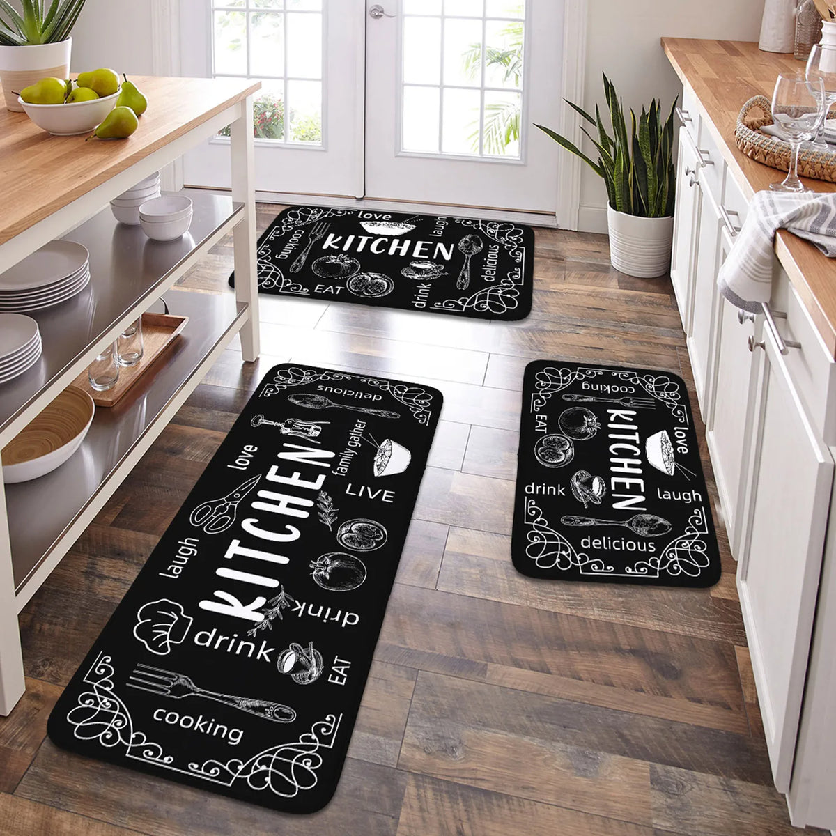 VIKAMA kitchen carpet washable, non-slip, absorbent floor mat, bathroom floor mat, absorbent kitchen mat, door mat